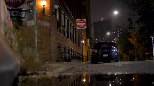 A shot in Dumbo on a rainy night