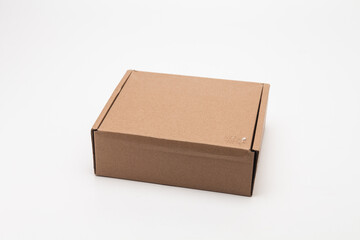 Cardboard Carry Box for Products On White Background Isolated