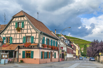 Street in Ribeauville, Alsace, France