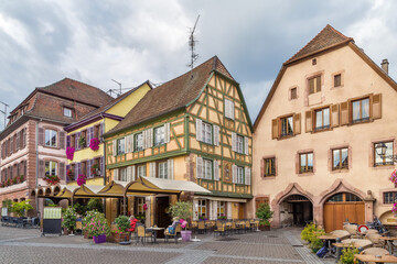 Fototapeta premium Street in Ribeauville, Alsace, France