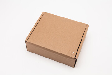 Cardboard Carry Box for Products On White Background Isolated