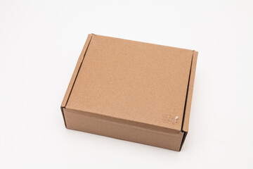Cardboard Carry Box for Products On White Background Isolated