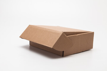 Cardboard Carry Box for Products On White Background Isolated