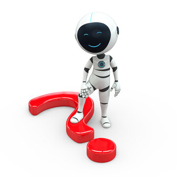 Roboboy stands above all questions 3D Illustration