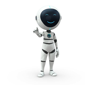 Roboboy with raised index finger 3D Illustration