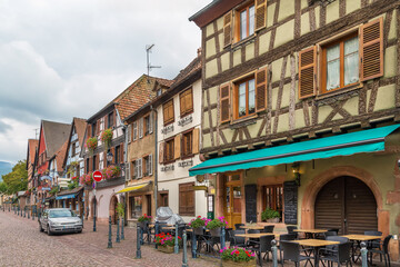 Fototapeta na wymiar Street in Kaysersberg, Alsace, France