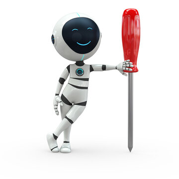 Roboboy with Screwdriver 3D Illustration