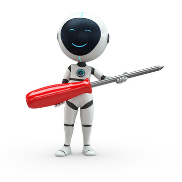 Roboboy hold Screwdriver 3D Illustration