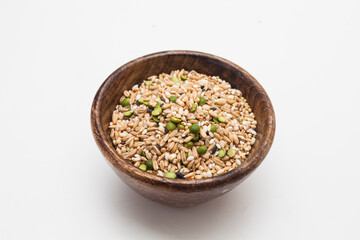 Miscellaneous grains in wooden bowl