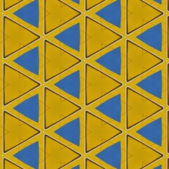 bright vibrant yellow and vivid royal blue sky making intricate triangular geometric shapes 