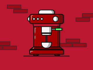 Coffee machine and Coffee cup flat style. isolated on background vector illustration