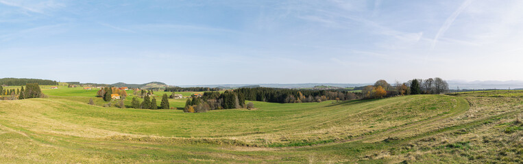 Fototapeta na wymiar Panorama view in summer in Allgäu, Germany