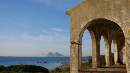 Seascape and Gibraltar rock on horizon