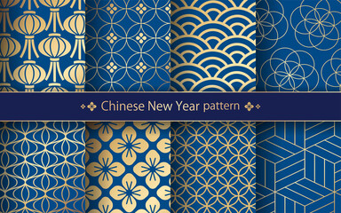 春節、中秋節、中国、中華、旧正月、正月、和柄素材、伝統模様、パターン、セット、和柄	
