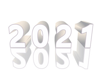 New 2021 year 3d card, vector illustration