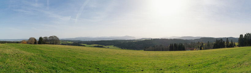 Panorama view in summer in Allgäu, Germany