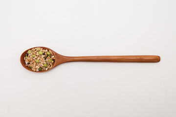 Wooden spoon with Miscellaneous grains 