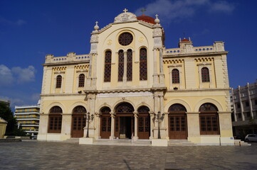 Fototapeta na wymiar Heraklion, Crete (Greece): facade of the Agios Minas Orthodox Cathedral
