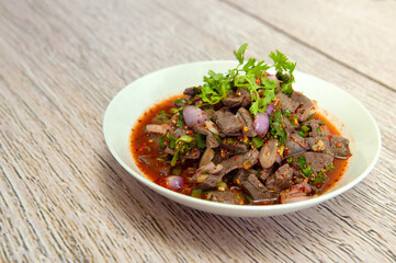 Spicy Pork Liver Salad, Tub Wan Esan thailand