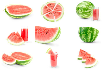 Fototapeta na wymiar Group of Watermelon isolated over a white background