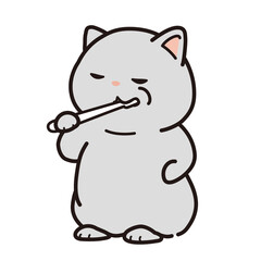 歯を磨いている猫