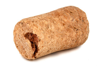 Wine cork macro isolated on the white