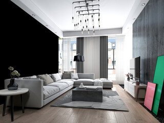 3d render. Modern living room interior.