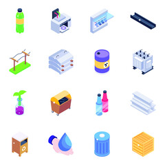 
Ecology Isometric Icons Vectors Pack 
