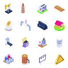
Ecology Isometric Icons Vectors Pack 

