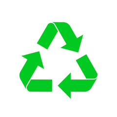 Obraz premium Green flat icon of recycling, isolated on white background