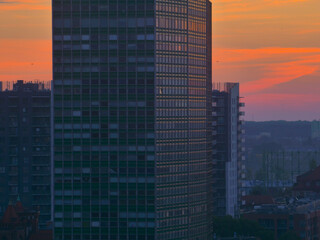 High Rise Office Buildings Cityscape in Gdansk at Sunrise