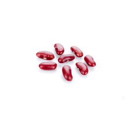 8 red beans on white background.