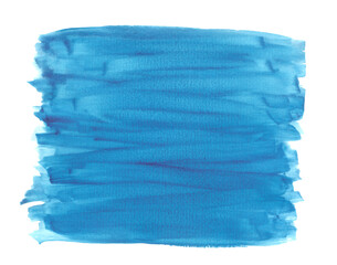 Watercolor abstrsct blue background. Hand drawn turquoise blue sweeping brush strokes.