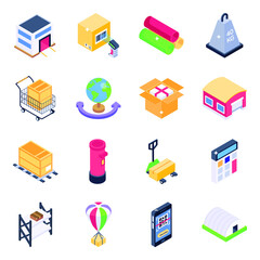 
Pack of Cargo Services in Modern Isometric Design
