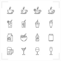 Drinks and Beverages icons with White Background
