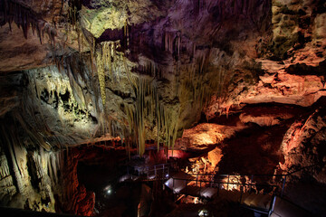 illuminated cave in different colors