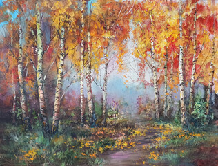 Landscape. Autumn forest. Painting - 392271690