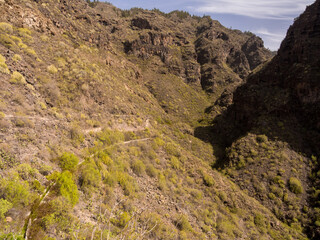 Steep pathways around the Berranco del inferior nature park, Adeje, Teneriffe, Spain