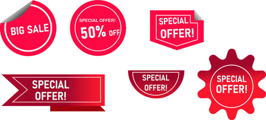 Red color promo tag design set , in a vector format