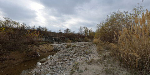 Fototapeta na wymiar Source of the Nalchik river, beautiful panorama.