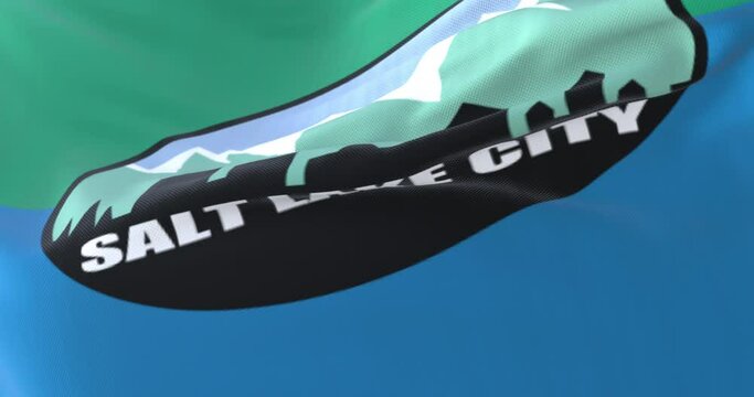 Salt Lake City flag, Utah, United States of America, slow - loop