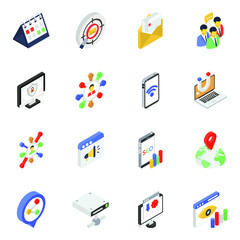 Pack of Seo Marketing Isometric Icons
