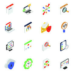 Pack of Seo Marketing Isometric Icons
