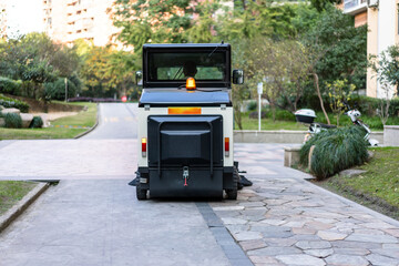 cleaning floor with machine