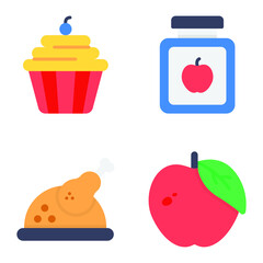 
Trendy Food Flat Icons Pack 
