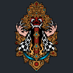 Barong bali mask illustration