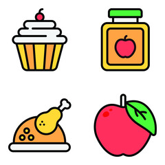 
Trendy Food Flat Icons Pack 
