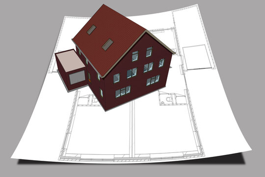 House on blueprint