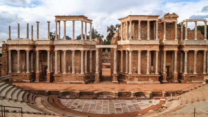 Obraz premium Roman Theater of Mérida , Spain . Roman historical monument view 2020