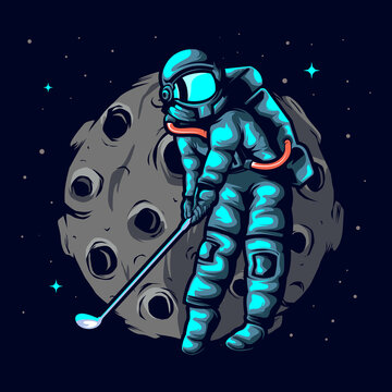 	
Illustration Astronaut Golf